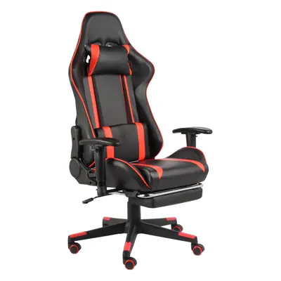 Piros pvc forgó gamer szék lábtartóval