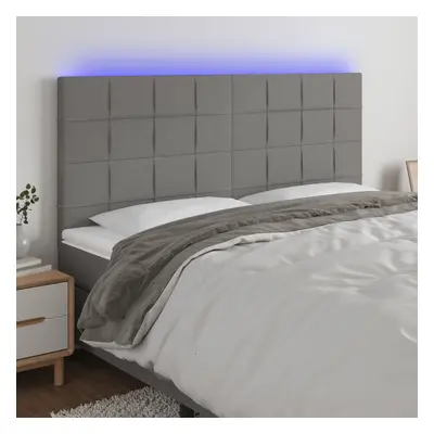 Sötétszürke szövet led-es fejtámla 200x5x118/128 cm