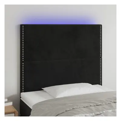 Fekete bársony led-es fejtámla 80x5x118/128 cm