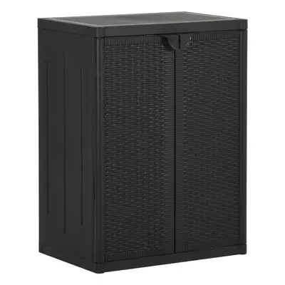 Fekete pp rattan kerti tárolószekrény 65 x 45 x 88 cm