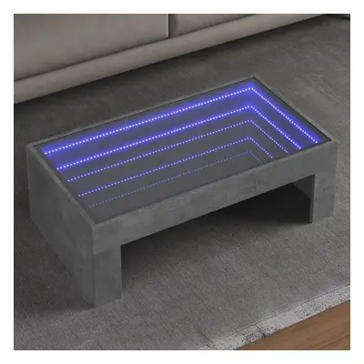 Betonszürke végtelen hatású led-es dohányzóasztal 90x50x30 cm