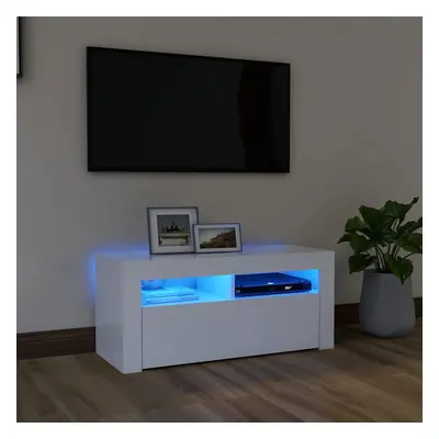 Fehér tv-szekrény led-lámpákkal 90 x 35 x 40 cm