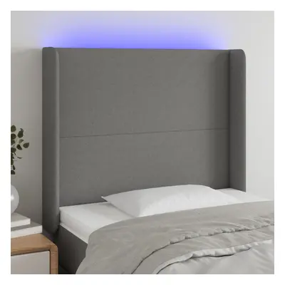 Sötétszürke szövet led-es fejtámla 93x16x118/128 cm