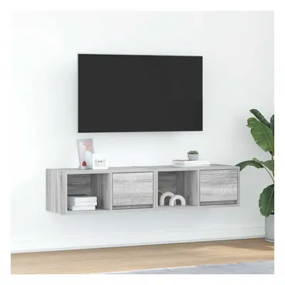 2 db szürke sonoma szerelt fa fali tv-szekrény 60x31x25,5 cm