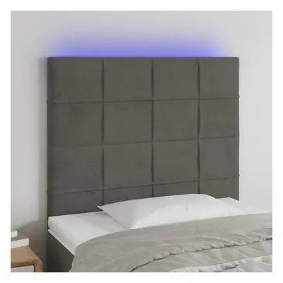 Sötétszürke bársony led-es fejtámla 80x5x118/128 cm