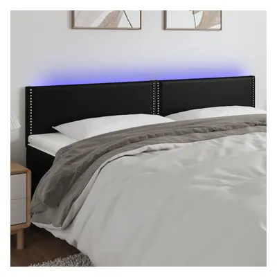 Fekete műbőr led-es fejtámla 180 x 5 x 78/88 cm