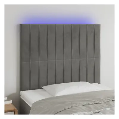 Világosszürke bársony led-es fejtámla 80x5x118/128 cm