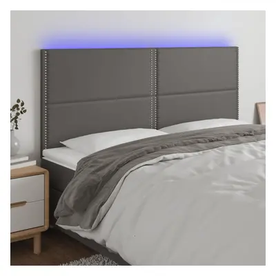 Szürke műbőr led-es fejtámla 160x5x118/128 cm