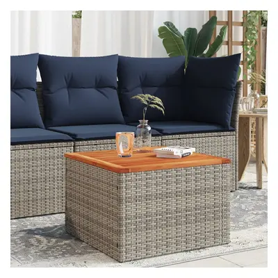 Szürke polyrattan és akácfa kerti asztal 55 x 55 x 37 cm