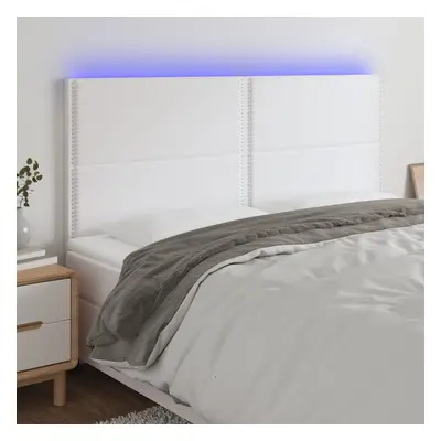 Fehér műbőr led-es fejtámla 160x5x118/128 cm