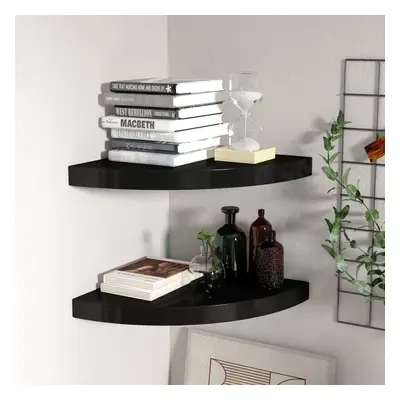 323920 floating corner shelves 2 pcs black 35x35x3,8 cm mdf