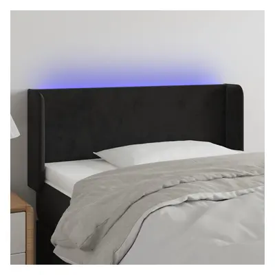 Fekete bársony led-es fejtámla 83 x 16 x 78/88 cm