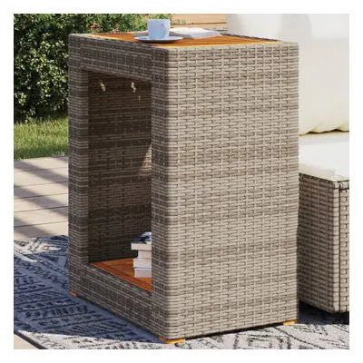 Szürke polyrattan falapos kerti kisasztal 60x40x75 cm