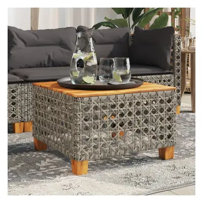 Szürke polyrattan és akácfa kerti asztal 55 x 55 x 36 cm