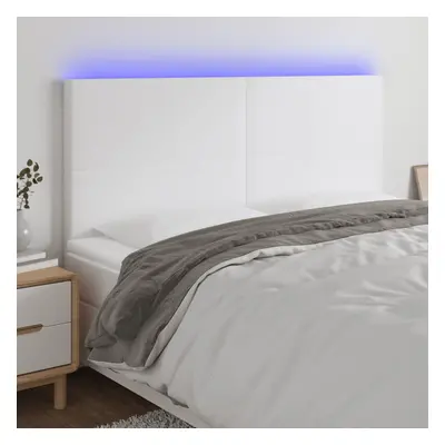 Fehér műbőr led-es fejtámla 180x5x118/128 cm