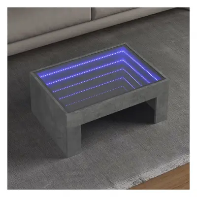 Betonszürke végtelen hatású led-es dohányzóasztal 70x50x30 cm