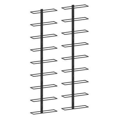 2 db fekete vas falra szerelhető bortartó állvány 18 palacknak