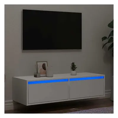 Tv szekrény led világítással fehér 100x35,5x25 cm