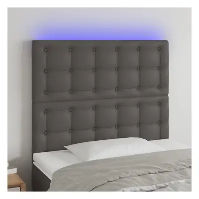 Szürke műbőr led-es fejtámla 80x5x118/128 cm