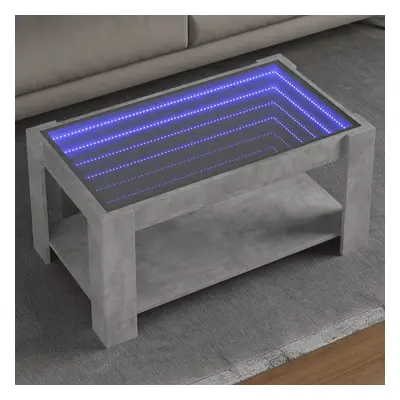 Betonszürke szerelt fa dohányzóasztal led-del 93 x 53 x 45 cm