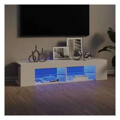 Magasfényű fehér tv-szekrény led-lámpákkal 135 x 39 x 30 cm