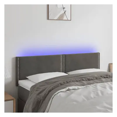 Sötétszürke bársony led-es fejtámla 144x5x78/88 cm