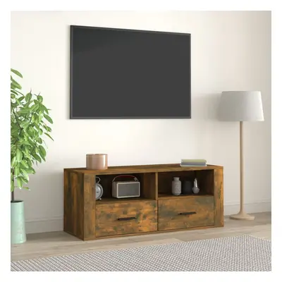 Füstös tölgyszínű szerelt fa tv-szekrény 100 x 35 x 40 cm