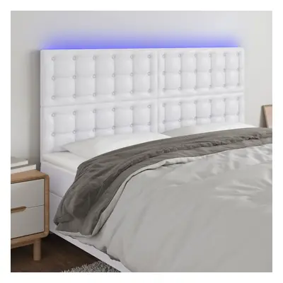 Fehér műbőr led-es fejtámla 200x5x118/128 cm