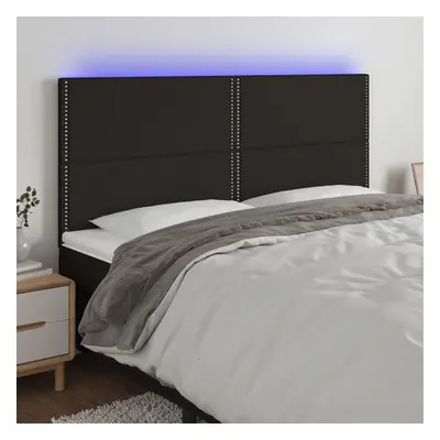 Fekete szövet led-es fejtámla 180x5x118/128 cm