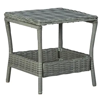 Világosszürke polyrattan kerti asztal 45 x 45 x 46,5 cm