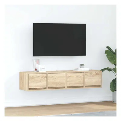 2 db sonoma tölgy színű szerelt fa tv-szekrény 60x31x25,5 cm