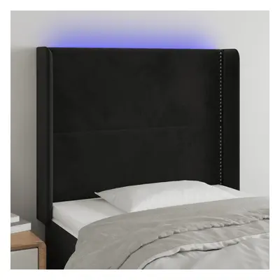 Fekete bársony led-es fejtámla 103x16x118/128 cm