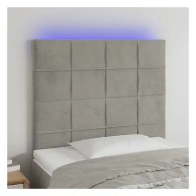 Világosszürke bársony led-es fejtámla 80x5x118/128 cm