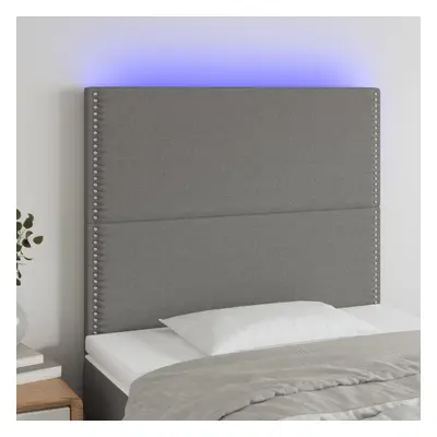 Sötétszürke szövet led-es fejtámla 90x5x118/128 cm