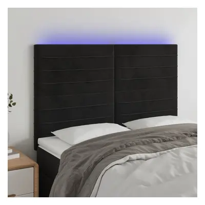 Fekete bársony led-es fejtámla 144x5x118/128 cm