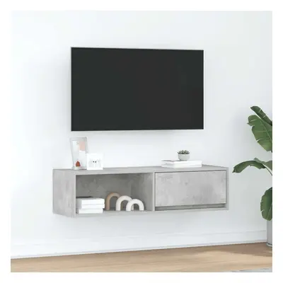 Betonszürke szerelt fa tv-szekrény 100x31x25,5cm