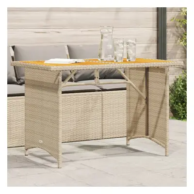 Bézs polyrattan falapos kerti asztal 110x68x70 cm