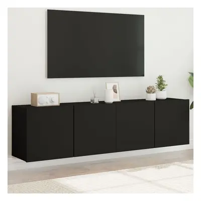 2 db fekete falra szerelhető tv-szekrény 80 x 30 x 41 cm