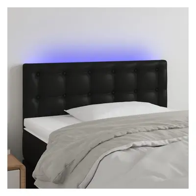 Fekete műbőr led-es fejtámla 90 x 5 x 78/88 cm