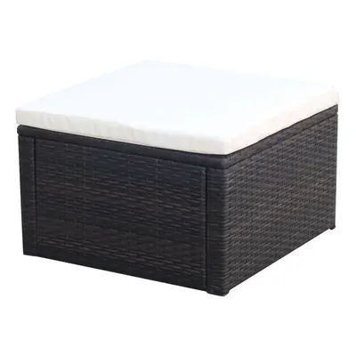 Barna polyrattan ottomán zsámoly 53x53x30 cm