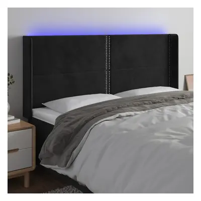 Fekete bársony led-es fejtámla 203x16x118/128 cm