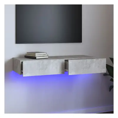 Betonszürke tv-szekrény led-lámpákkal 90 x 35 x 15,5 cm