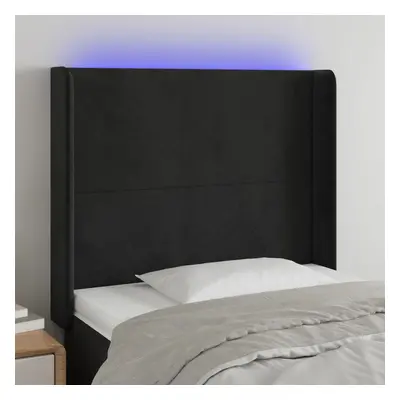 Fekete bársony led-es fejtámla 103x16x118/128 cm