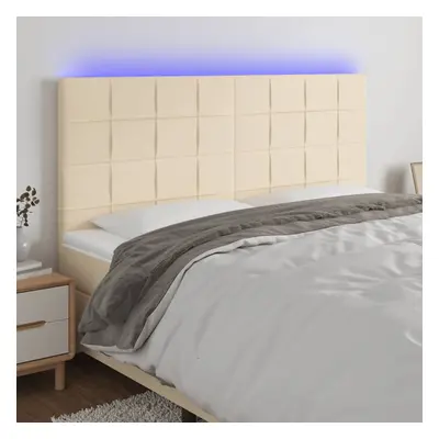 Krémszínű szövet led-es fejtámla 180x5x118/128 cm