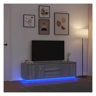 Szürke sonoma színű tv-szekrény led-lámpákkal 160,5x41x50 cm