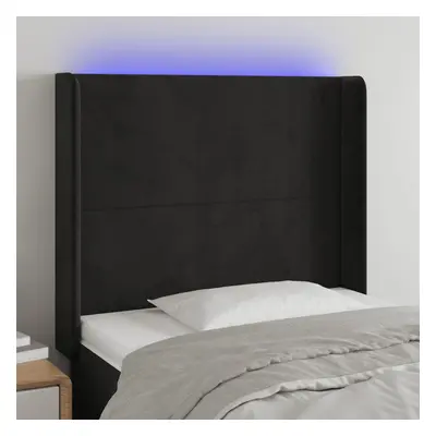 Fekete bársony led-es fejtámla 83x16x118/128 cm