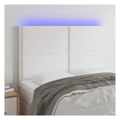 Fehér műbőr led-es fejtámla 144x5x118/128 cm