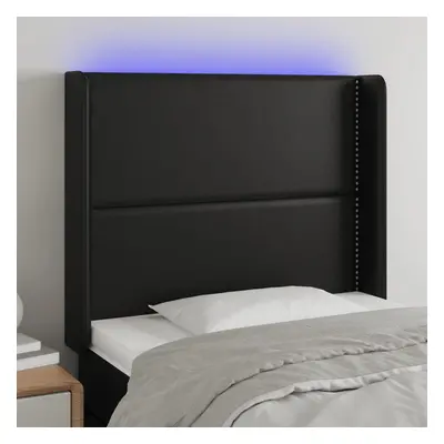 Fekete műbőr led-es fejtámla 93x16x118/128 cm