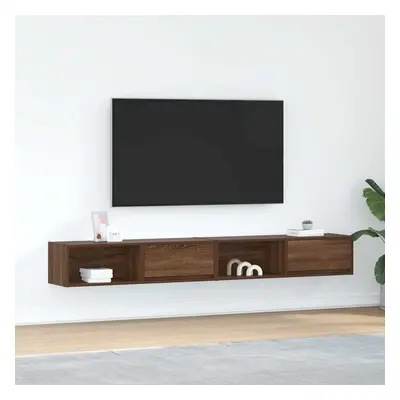 2 db barna tölgy színű szerelt fa tv-szekrény 100x31x25,5cm