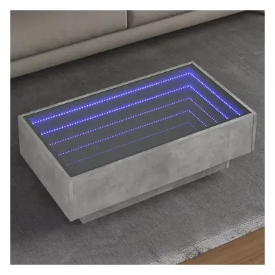 Betonszürke szerelt fa dohányzóasztal led-del 90 x 50 x 30 cm